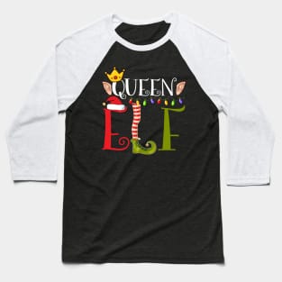 funny Christmas queen elf with Santa hat Baseball T-Shirt